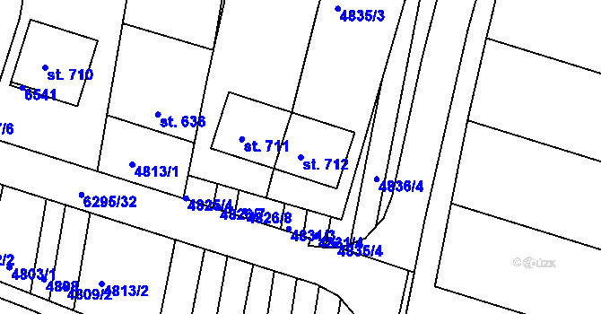 Parcela st. 712 v KÚ Šumice u Uherského Brodu, Katastrální mapa
