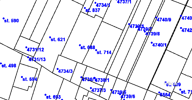 Parcela st. 714 v KÚ Šumice u Uherského Brodu, Katastrální mapa