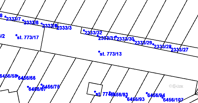 Parcela st. 773/13 v KÚ Šumice u Uherského Brodu, Katastrální mapa