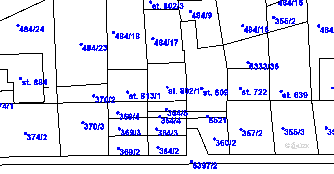 Parcela st. 802/1 v KÚ Šumice u Uherského Brodu, Katastrální mapa