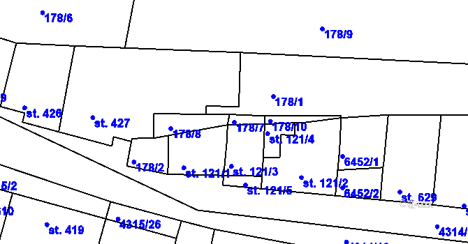 Parcela st. 178/7 v KÚ Šumice u Uherského Brodu, Katastrální mapa