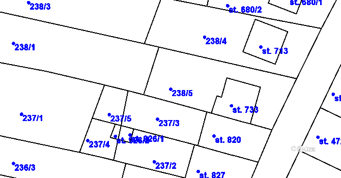 Parcela st. 238/5 v KÚ Šumice u Uherského Brodu, Katastrální mapa