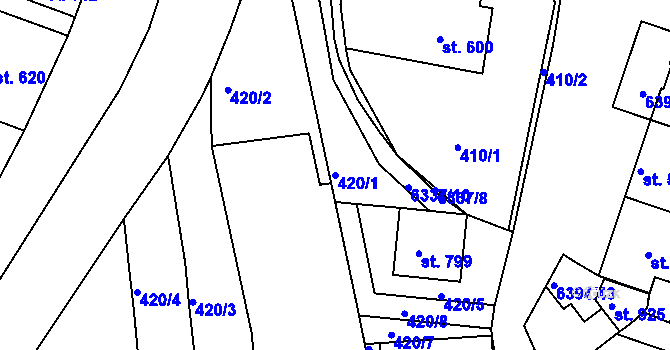 Parcela st. 420/1 v KÚ Šumice u Uherského Brodu, Katastrální mapa