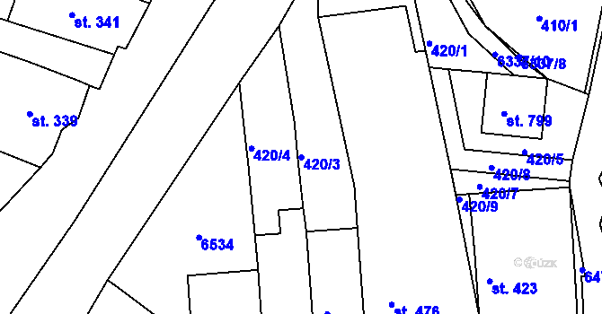 Parcela st. 420/3 v KÚ Šumice u Uherského Brodu, Katastrální mapa