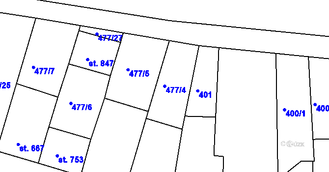Parcela st. 477/4 v KÚ Šumice u Uherského Brodu, Katastrální mapa