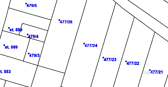 Parcela st. 477/24 v KÚ Šumice u Uherského Brodu, Katastrální mapa