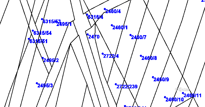 Parcela st. 2722/4 v KÚ Šumice u Uherského Brodu, Katastrální mapa