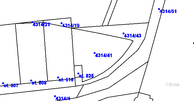 Parcela st. 4314/9 v KÚ Šumice u Uherského Brodu, Katastrální mapa