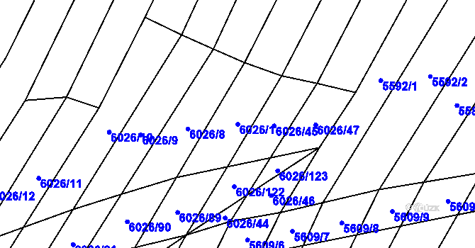 Parcela st. 6026/1 v KÚ Šumice u Uherského Brodu, Katastrální mapa