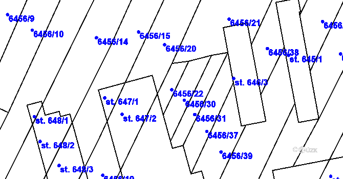 Parcela st. 6456/22 v KÚ Šumice u Uherského Brodu, Katastrální mapa