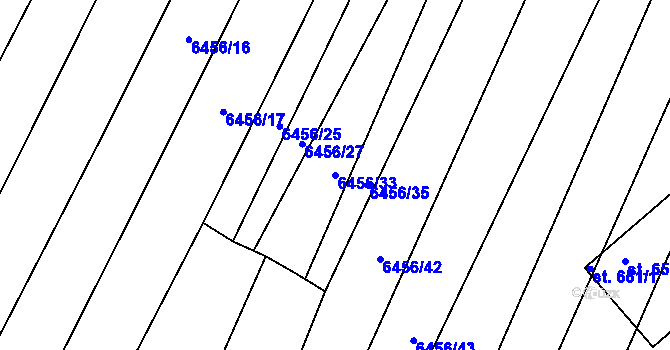 Parcela st. 6456/33 v KÚ Šumice u Uherského Brodu, Katastrální mapa