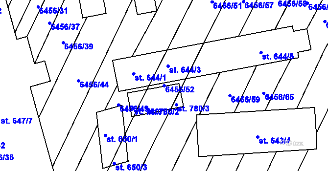 Parcela st. 6456/52 v KÚ Šumice u Uherského Brodu, Katastrální mapa