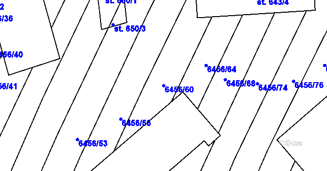 Parcela st. 6456/60 v KÚ Šumice u Uherského Brodu, Katastrální mapa