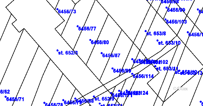 Parcela st. 6456/87 v KÚ Šumice u Uherského Brodu, Katastrální mapa