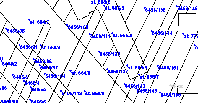 Parcela st. 6456/133 v KÚ Šumice u Uherského Brodu, Katastrální mapa