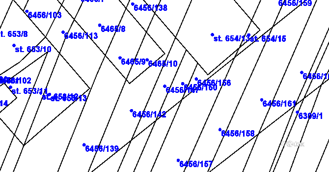 Parcela st. 6456/147 v KÚ Šumice u Uherského Brodu, Katastrální mapa