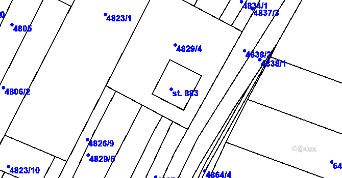 Parcela st. 883 v KÚ Šumice u Uherského Brodu, Katastrální mapa