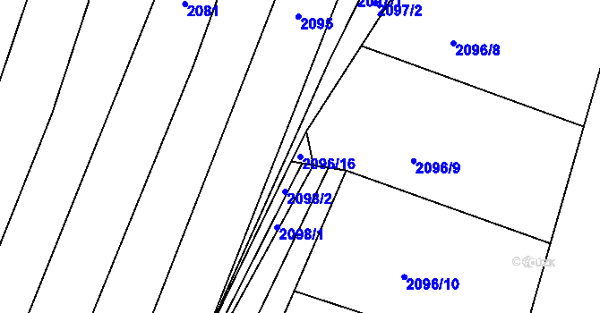 Parcela st. 2096/16 v KÚ Šumice u Uherského Brodu, Katastrální mapa