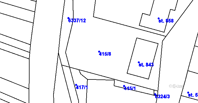 Parcela st. 415/8 v KÚ Šumice u Uherského Brodu, Katastrální mapa
