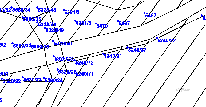 Parcela st. 5240/21 v KÚ Šumice u Uherského Brodu, Katastrální mapa