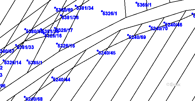 Parcela st. 5240/45 v KÚ Šumice u Uherského Brodu, Katastrální mapa