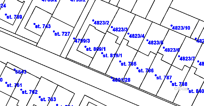 Parcela st. 819/1 v KÚ Šumice u Uherského Brodu, Katastrální mapa