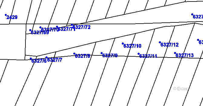 Parcela st. 6327/9 v KÚ Šumice u Uherského Brodu, Katastrální mapa