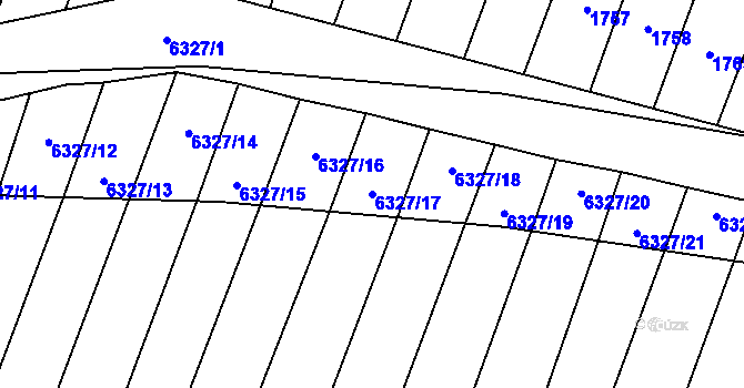 Parcela st. 6327/17 v KÚ Šumice u Uherského Brodu, Katastrální mapa