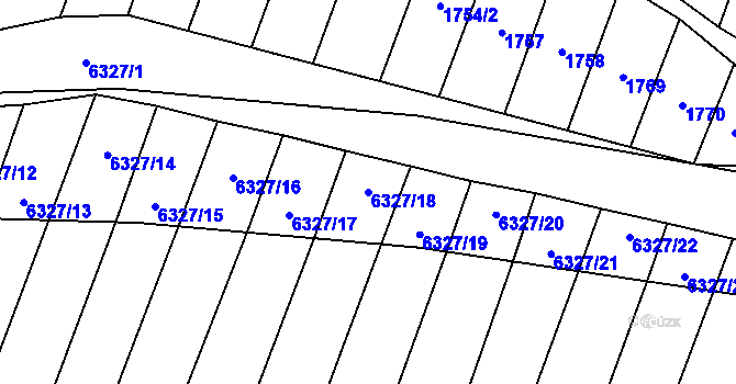 Parcela st. 6327/18 v KÚ Šumice u Uherského Brodu, Katastrální mapa