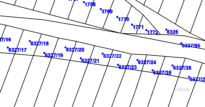 Parcela st. 6327/22 v KÚ Šumice u Uherského Brodu, Katastrální mapa