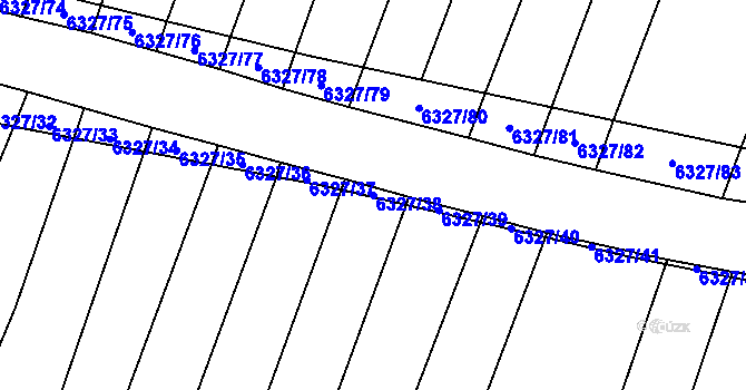 Parcela st. 6327/38 v KÚ Šumice u Uherského Brodu, Katastrální mapa