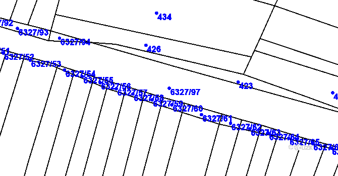 Parcela st. 6327/97 v KÚ Šumice u Uherského Brodu, Katastrální mapa