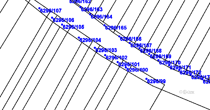 Parcela st. 6296/102 v KÚ Šumice u Uherského Brodu, Katastrální mapa