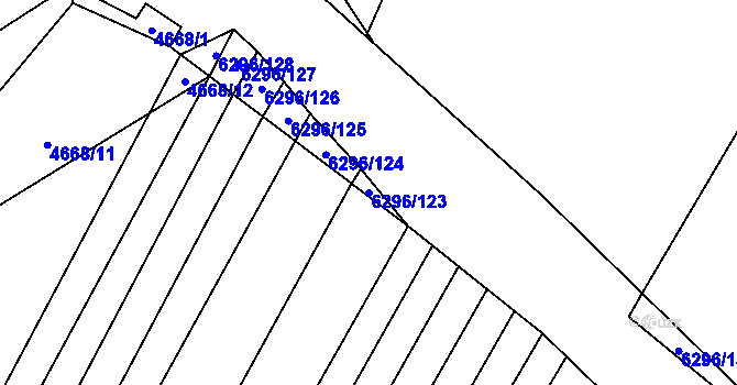 Parcela st. 6296/123 v KÚ Šumice u Uherského Brodu, Katastrální mapa