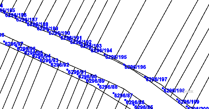Parcela st. 6296/195 v KÚ Šumice u Uherského Brodu, Katastrální mapa