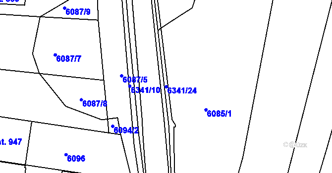 Parcela st. 6341/24 v KÚ Šumice u Uherského Brodu, Katastrální mapa