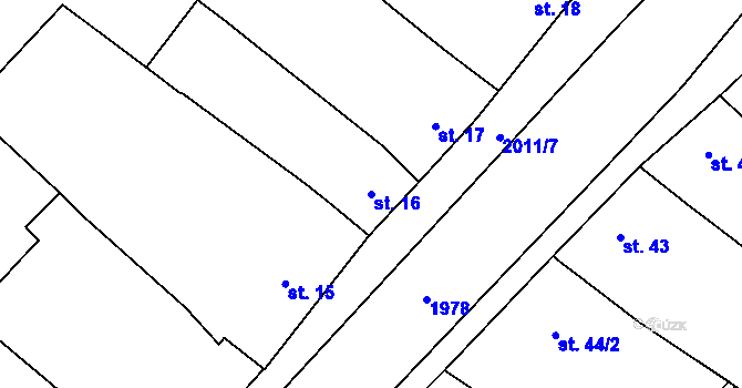 Parcela st. 16 v KÚ Šumice, Katastrální mapa