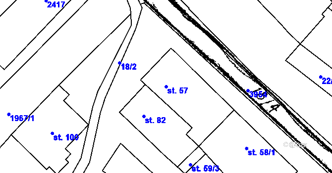 Parcela st. 57 v KÚ Šumice, Katastrální mapa