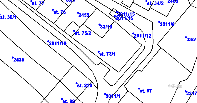 Parcela st. 73/1 v KÚ Šumice, Katastrální mapa