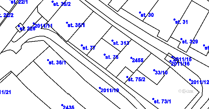 Parcela st. 76 v KÚ Šumice, Katastrální mapa