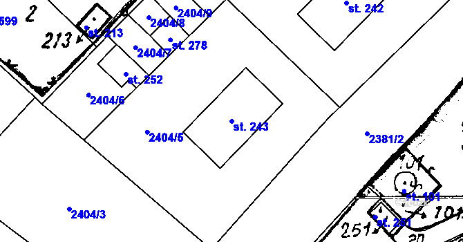 Parcela st. 243 v KÚ Šumice, Katastrální mapa