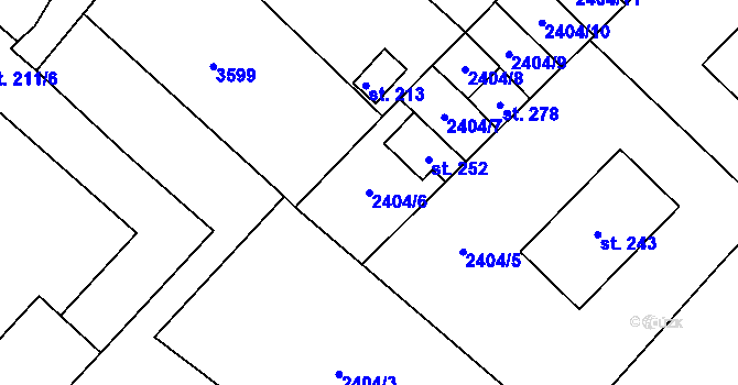 Parcela st. 2404/6 v KÚ Šumice, Katastrální mapa