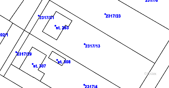 Parcela st. 2317/13 v KÚ Šumice, Katastrální mapa