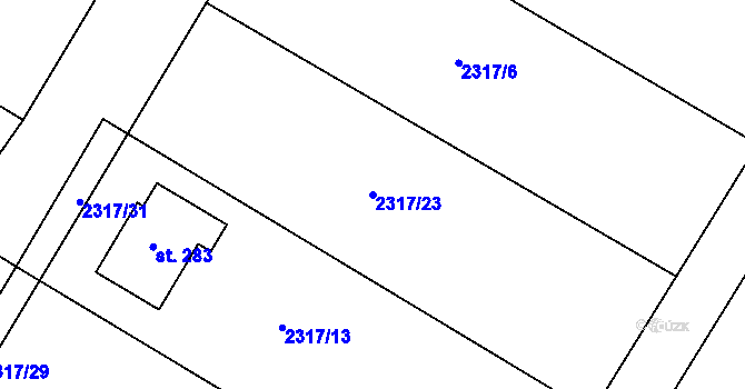 Parcela st. 2317/23 v KÚ Šumice, Katastrální mapa