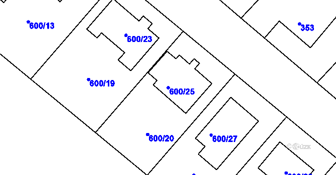 Parcela st. 600/25 v KÚ Šumná, Katastrální mapa