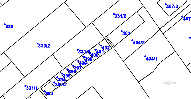 Parcela st. 401 v KÚ Šumná, Katastrální mapa