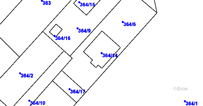 Parcela st. 364/14 v KÚ Šumná, Katastrální mapa