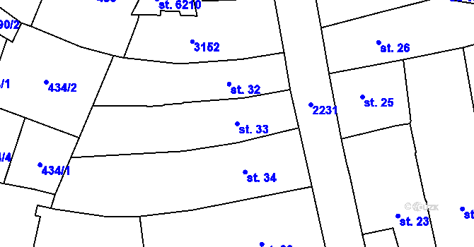 Parcela st. 33 v KÚ Šumperk, Katastrální mapa