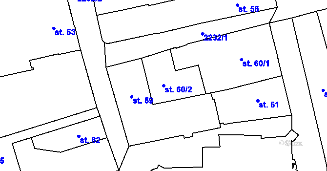 Parcela st. 60/2 v KÚ Šumperk, Katastrální mapa