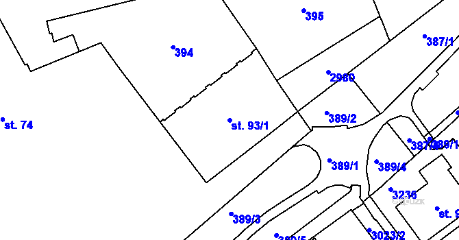 Parcela st. 93/1 v KÚ Šumperk, Katastrální mapa